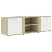 Vidaxl Tv Cabinet White And Sonoma Oak 47.2X13.4X14.6 Engineered Wood