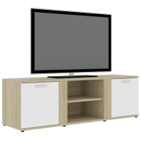 Vidaxl Tv Cabinet White And Sonoma Oak 47.2X13.4X14.6 Engineered Wood