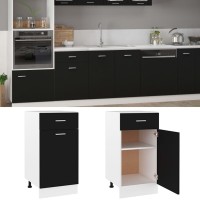 Vidaxl Drawer Bottom Cabinet Black 15.7X18.1X32.1 Engineered Wood
