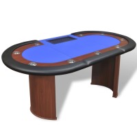 vidaXL 10-Player Poker Table with Dealer Area and Chip Tray Blue