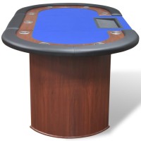 vidaXL 10-Player Poker Table with Dealer Area and Chip Tray Blue