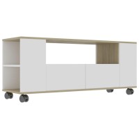 Vidaxl Tv Cabinet White And Sonoma Oak 47.2X13.8X18.9 Engineered Wood