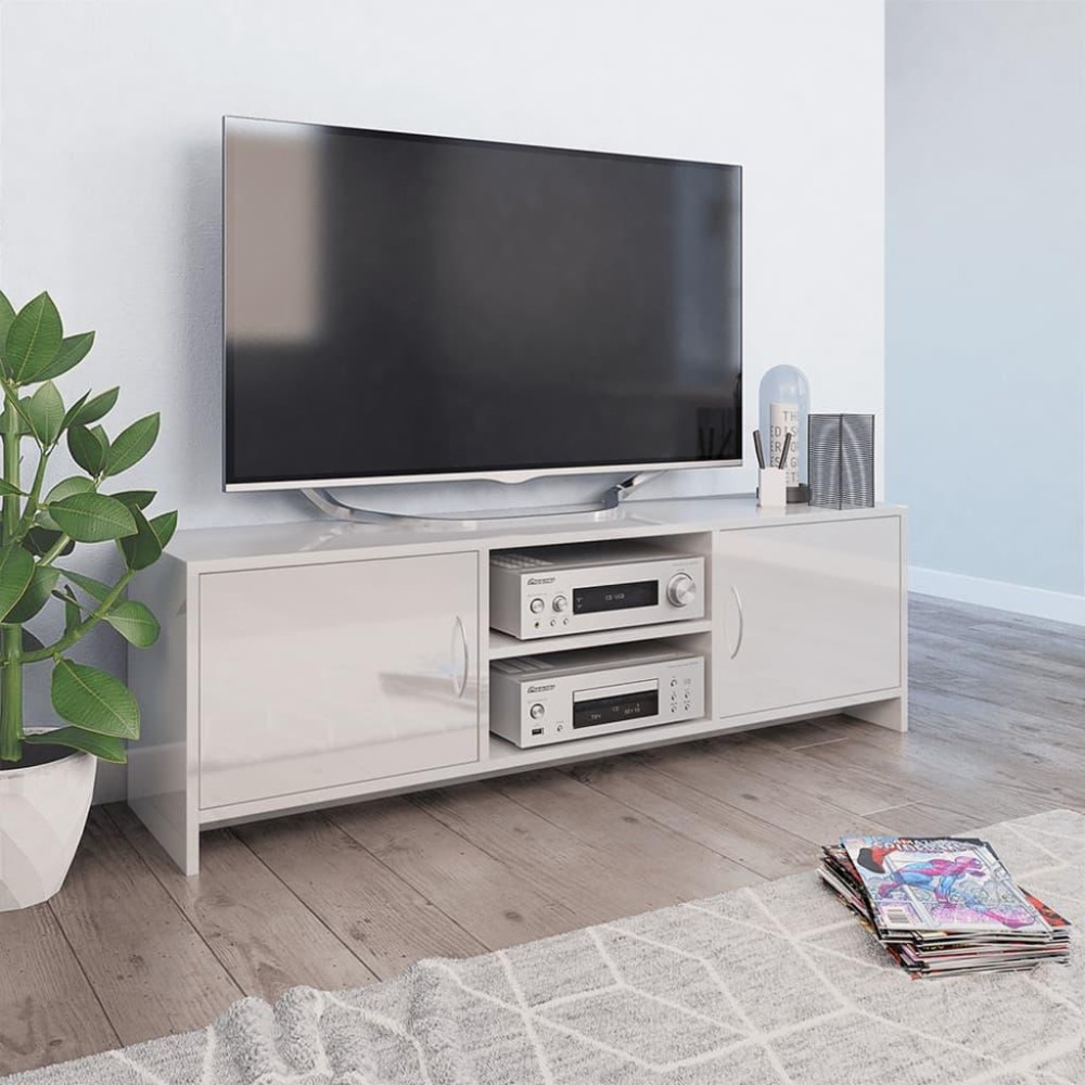 vidaXL TV Stand High Gloss White 47.2