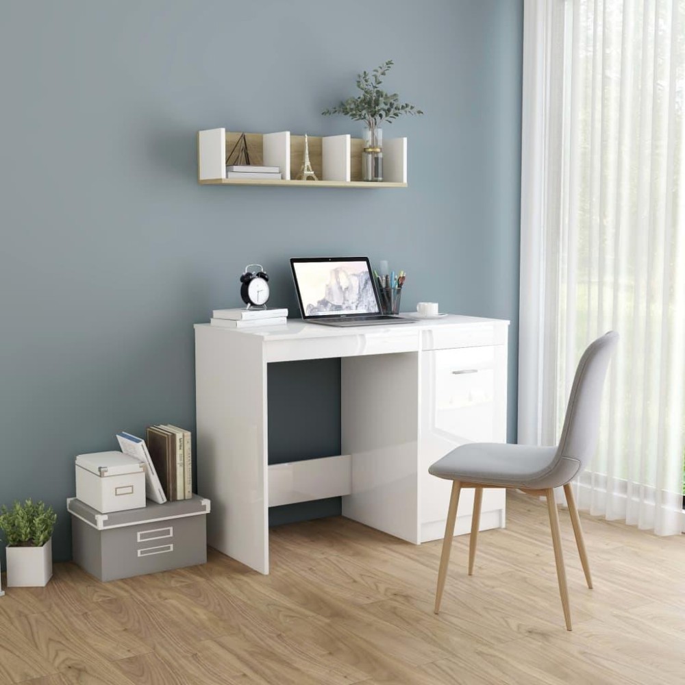 vidaXL Desk High Gloss White 39.4