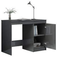 vidaXL Desk High Gloss Gray 39.4