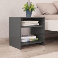 vidaXL Bedside Cabinet High Gloss Gray 15.7