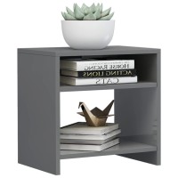 vidaXL Bedside Cabinet High Gloss Gray 15.7