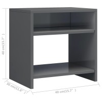 vidaXL Bedside Cabinet High Gloss Gray 15.7