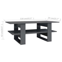 vidaXL Coffee Table High Gloss Gray 43.3