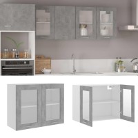 vidaXL Hanging Glass Cabinet Concrete Gray 31.5