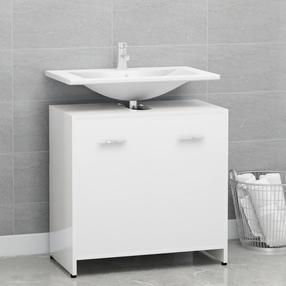 vidaXL Bathroom Cabinet High Gloss White 23.6