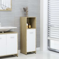 Vidaxl Bathroom Cabinet White And Sonoma Oak 11.8X11.8X37.4 Engineered Wood
