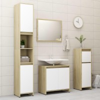 Vidaxl Bathroom Cabinet White And Sonoma Oak 11.8X11.8X37.4 Engineered Wood