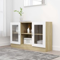 Vidaxl Vitrine Cabinet White And Sonoma Oak 47.2X12X27.6 Engineered Wood