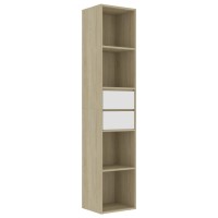 Vidaxl Book Cabinet White And Sonoma Oak 14.2X11.8X67.3 Engineered Wood