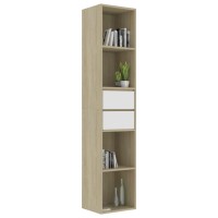 Vidaxl Book Cabinet White And Sonoma Oak 14.2X11.8X67.3 Engineered Wood