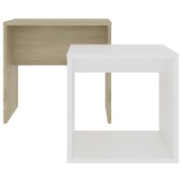 vidaXL Coffee Table Set White and Sonoma Oak 18.9