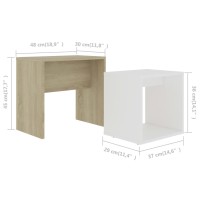 vidaXL Coffee Table Set White and Sonoma Oak 18.9