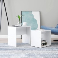 vidaXL Coffee Table Set High Gloss White 18.9