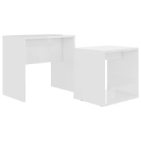 vidaXL Coffee Table Set High Gloss White 18.9