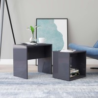 vidaXL Coffee Table Set High Gloss Gray 18.9