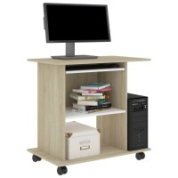 vidaXL Computer Desk White and Sonoma Oak 31.5