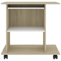 vidaXL Computer Desk White and Sonoma Oak 31.5