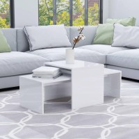 vidaXL Coffee Table Set High Gloss White 39.4