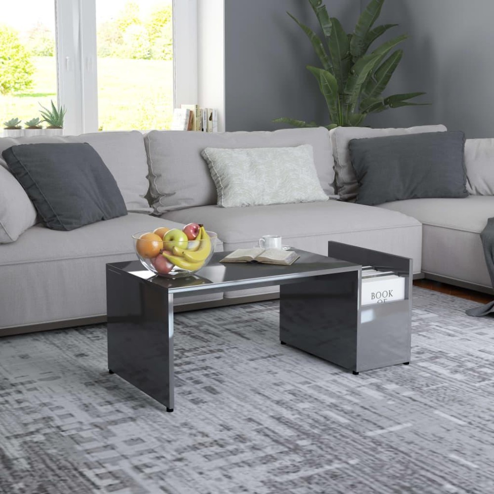 vidaXL Coffee Table High Gloss Gray 35.4