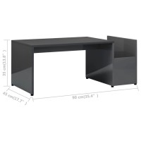 vidaXL Coffee Table High Gloss Gray 35.4