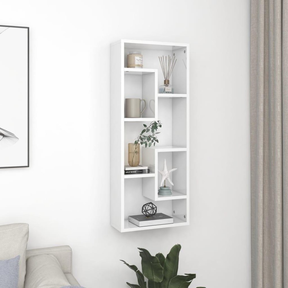 vidaXL Wall Shelf High Gloss White 14.2