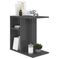 vidaXL Side Table High Gloss Gray 19.7