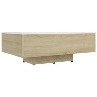 vidaXL Coffee Table White and Sonoma Oak 33.5