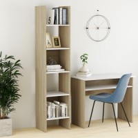 Vidaxl Book Cabinet White And Sonoma Oak 15.7X13.8X70.9 Engineered Wood