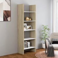 Vidaxl Book Cabinet White And Sonoma Oak 23.6X13.8X70.9 Engineered Wood