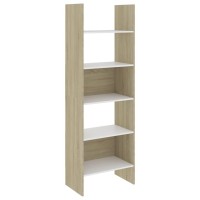 Vidaxl Book Cabinet White And Sonoma Oak 23.6X13.8X70.9 Engineered Wood