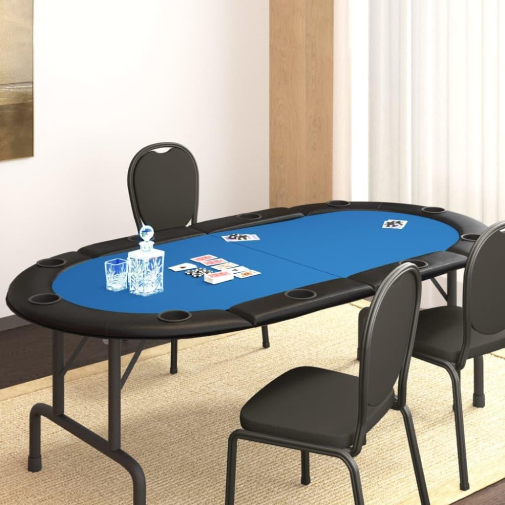 vidaXL 10-Player Folding Poker Tabletop Blue 81.9