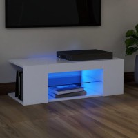 Vidaxl Tv Cabinet With Led Lights White 35.4X15.4X11.8