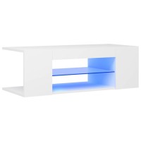 Vidaxl Tv Cabinet With Led Lights White 35.4X15.4X11.8