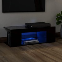 Vidaxl Tv Cabinet With Led Lights Black 35.4X15.4X11.8