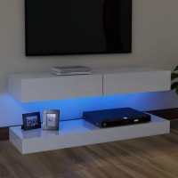 Vidaxl Tv Cabinet With Led Lights High Gloss White 47.2X13.8
