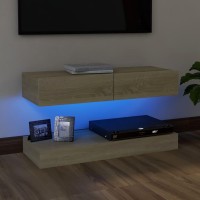 Vidaxl Tv Cabinet With Led Lights Sonoma Oak 35.4X13.8