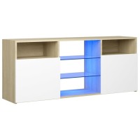 Vidaxl Tv Cabinet With Led Lights White And Sonoma Oak 47.2X11.8X19.7
