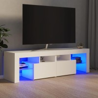 Vidaxl Tv Cabinet With Led Lights White 55.1X14.4X15.7