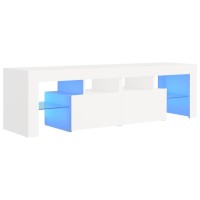 Vidaxl Tv Cabinet With Led Lights White 55.1X14.4X15.7