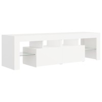 Vidaxl Tv Cabinet With Led Lights White 55.1X14.4X15.7