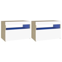 Vidaxl Tv Cabinets With Led Lights 2 Pcs White And Sonoma Oak 23.6X13.8X15.7