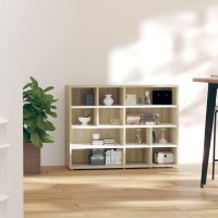 Vidaxl Side Cabinet White And Sonoma Oak 38.2X12.6X28.3 Engineered Wood