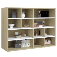 Vidaxl Side Cabinet White And Sonoma Oak 38.2X12.6X28.3 Engineered Wood