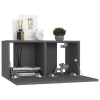 vidaXL Hanging TV Stands 2 Pcs Gray 23.6